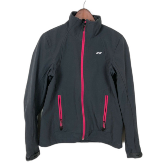 Koppen Gray Soft Shell Pink Zipper Jacket Women's Size Small - Picture 1 of 8